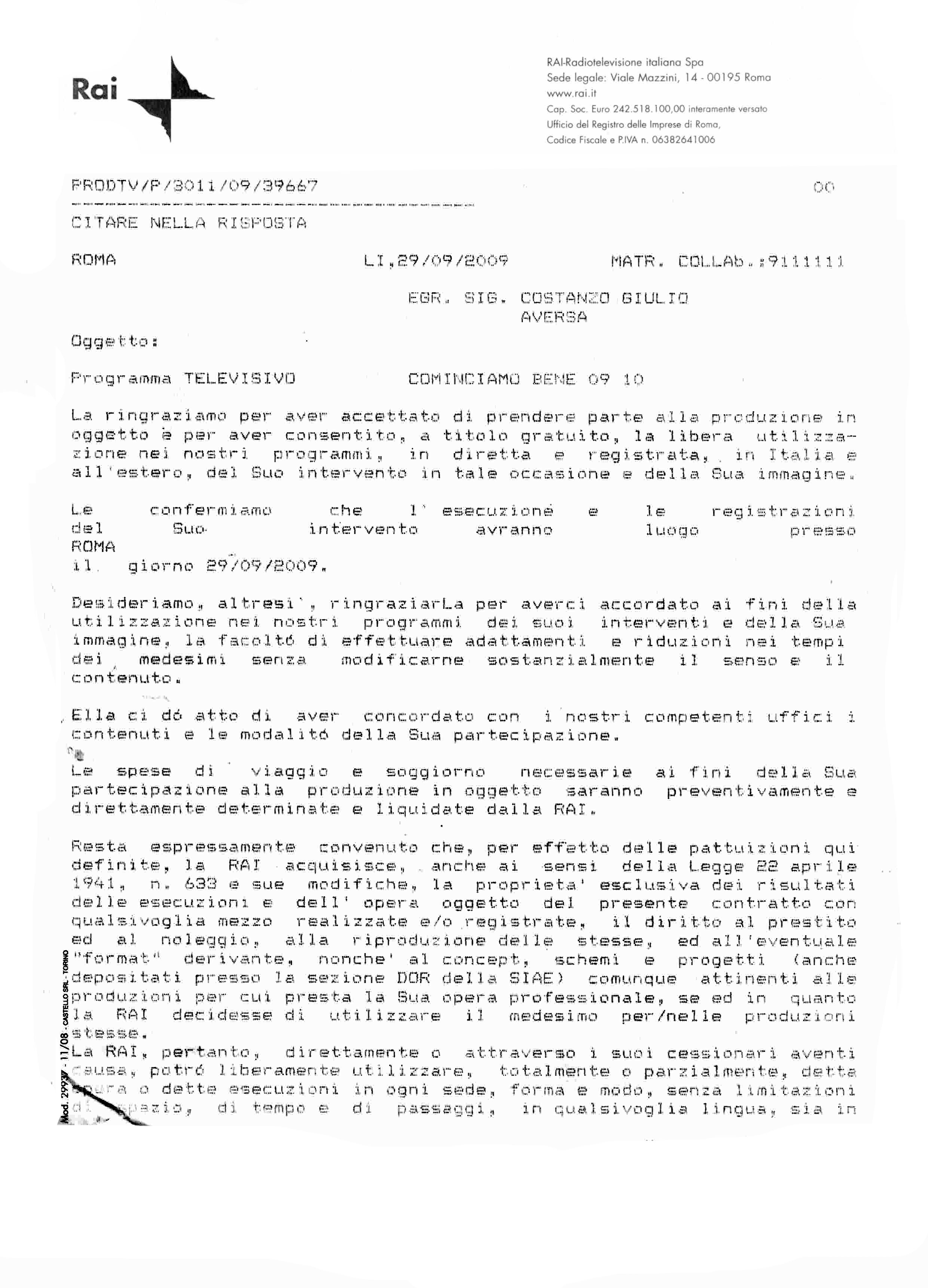 Avv. Giulio Costanzo negli studio RAI Avv. Giulio Costanzo negli studio RAI