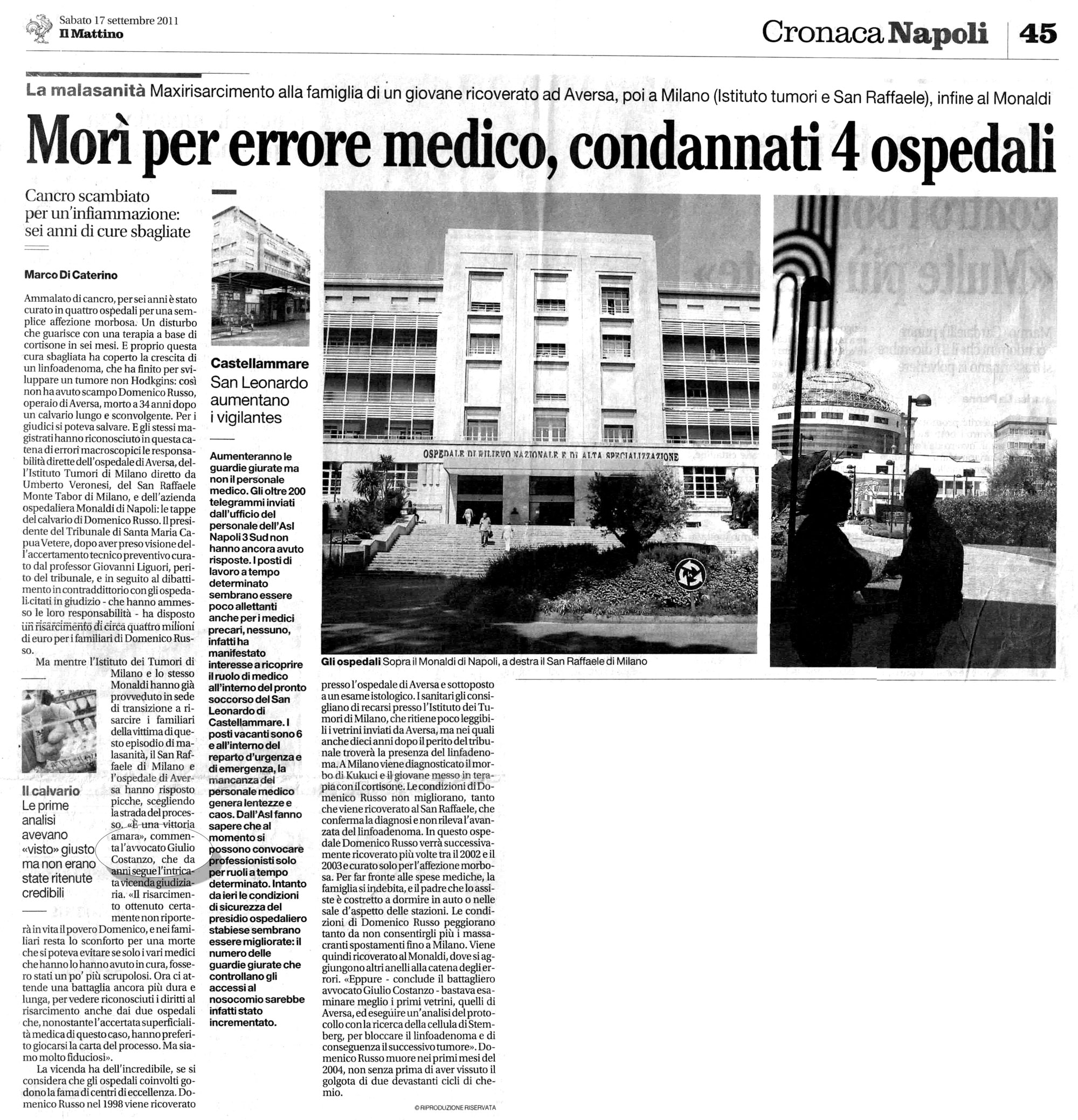 Morto per malasanità